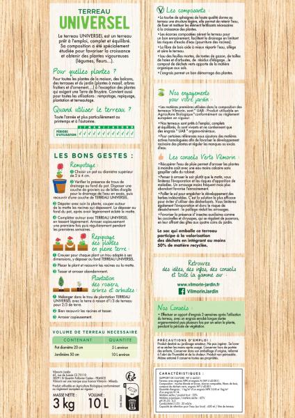 Terreaux, amendements et fumier - Terreau Universel - 10 L - MEDIA_PACKAGING_VERSO